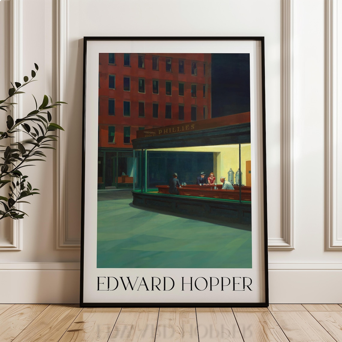 Edward Hopper Nighthawks Diner Night Scene Painting Repro Art Poster