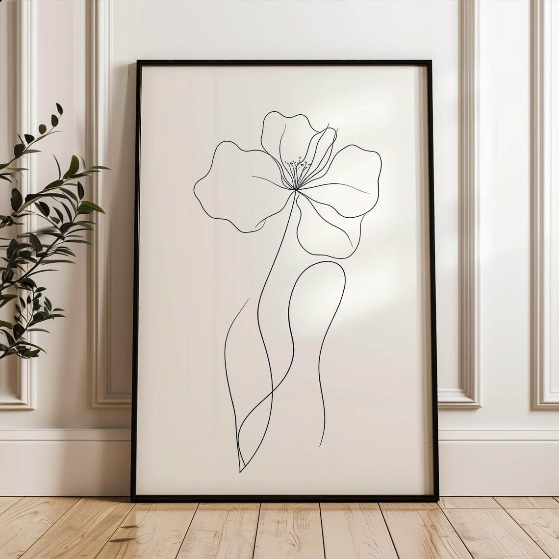 Single Blossom Flower Minimalist Continuous Line Botanical Art Poster