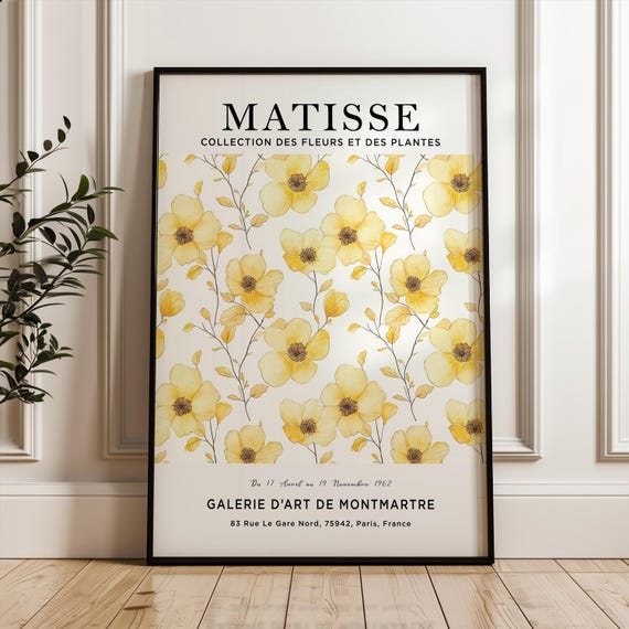 Henri Matisse Art Print Flower Poster Market Yellow Plant Botanical