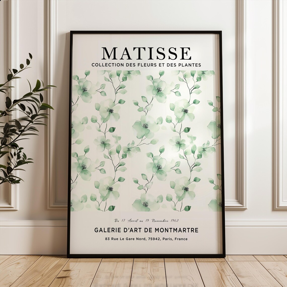 Henri Matisse Green Floral Botanical Exhibition Poster for Modern Home