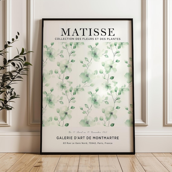 Henri Matisse Green Floral Botanical Exhibition Poster for Modern Home