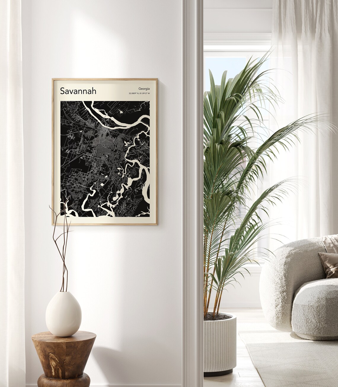 Minimalist Pastel Savannah Georgia City Map Pink Coordinates Poster - Image 2