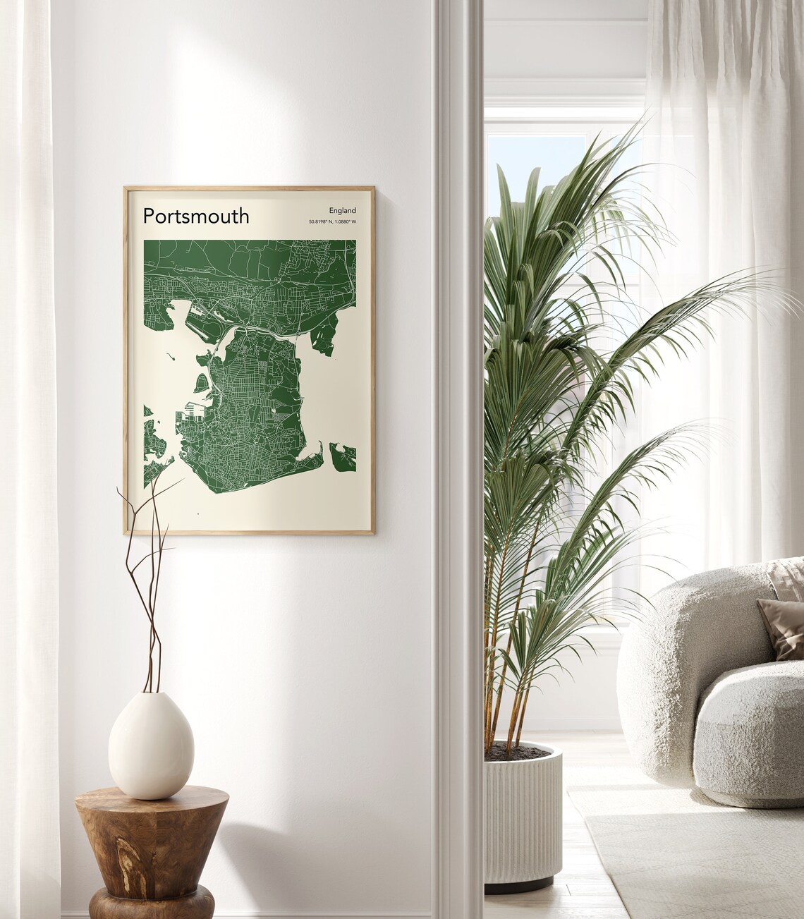 Portsmouth England Teal Minimalist City Street Map Decor Poster - Image 2