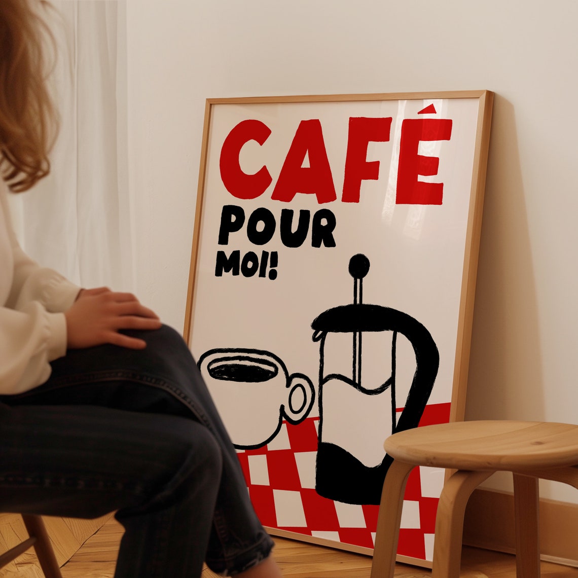 Cafe Pour Moi Hand Drawn French Coffee Kitchen Retro Art Poster - Image 3