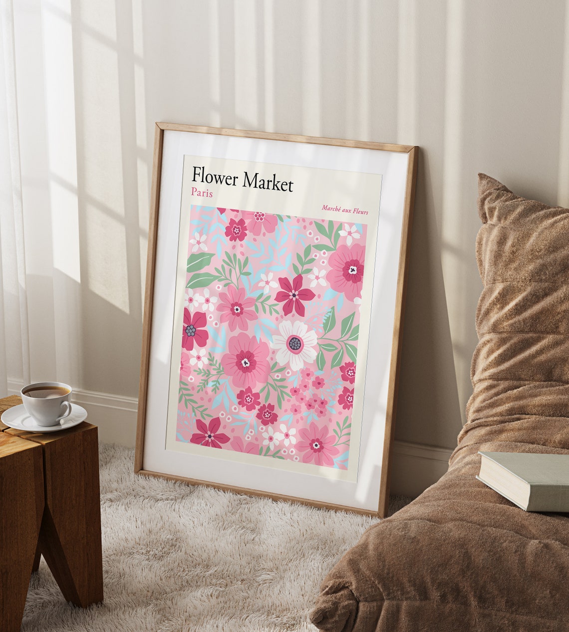 Flower Market Paris Poster Flower Market Poster Pastel Flower Market Poster Pastel Botanical Wall Art Boho Flower Market Print F156