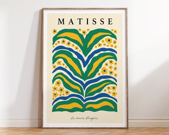 Yellow Blue Matisse Cut Out Leaf Poster Matisse Botanical Print Matisse Decoupage Poster Minimal Matisse Exhibition Poster Mp089