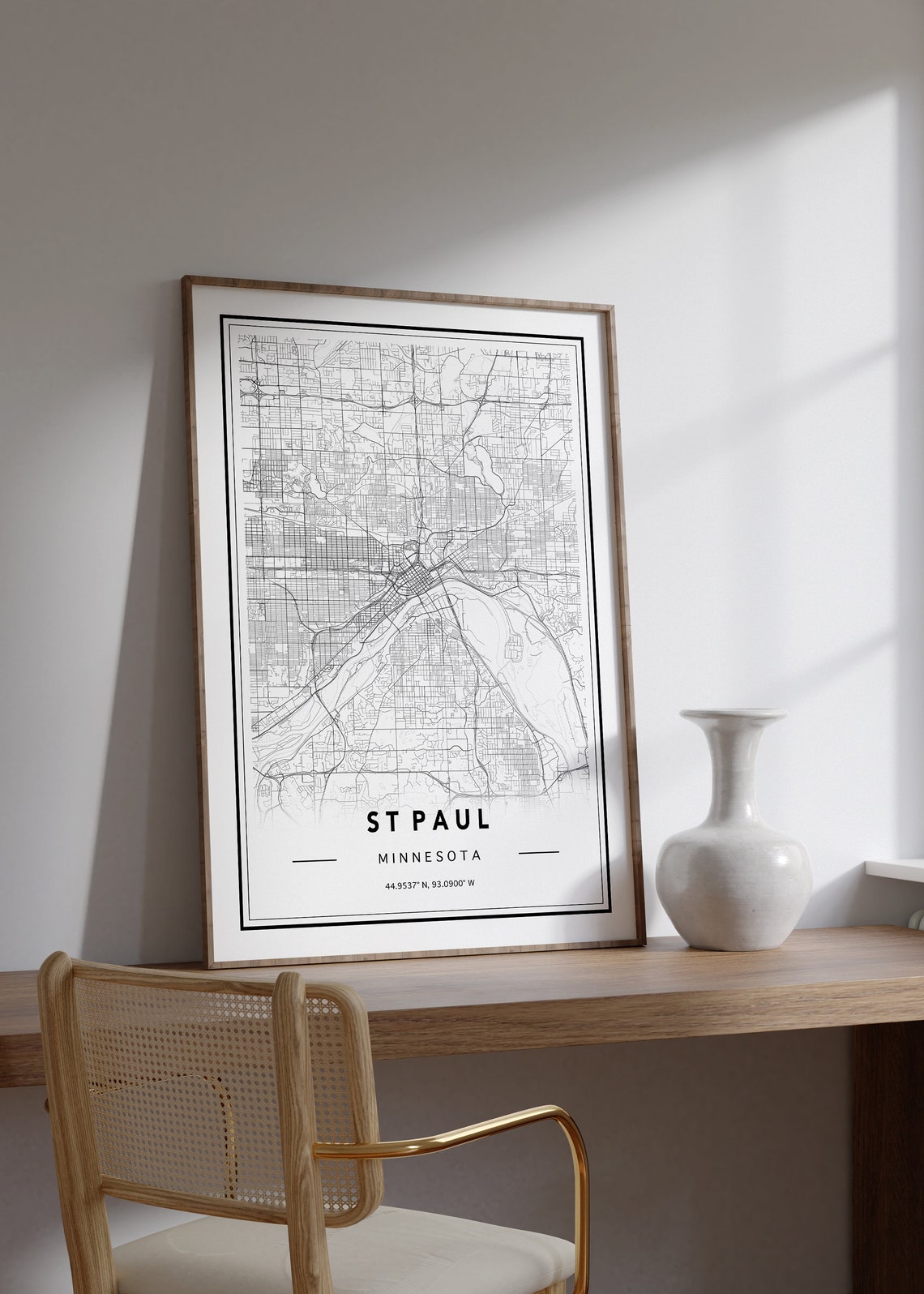 Minimalist St Paul Minnesota Black and White City Map Poster - Image 2