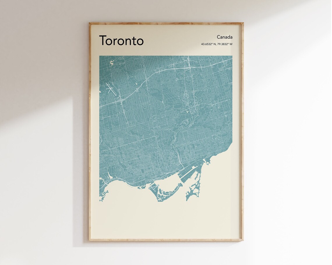 Toronto Map Poster, Modern Toronto City Map Print
