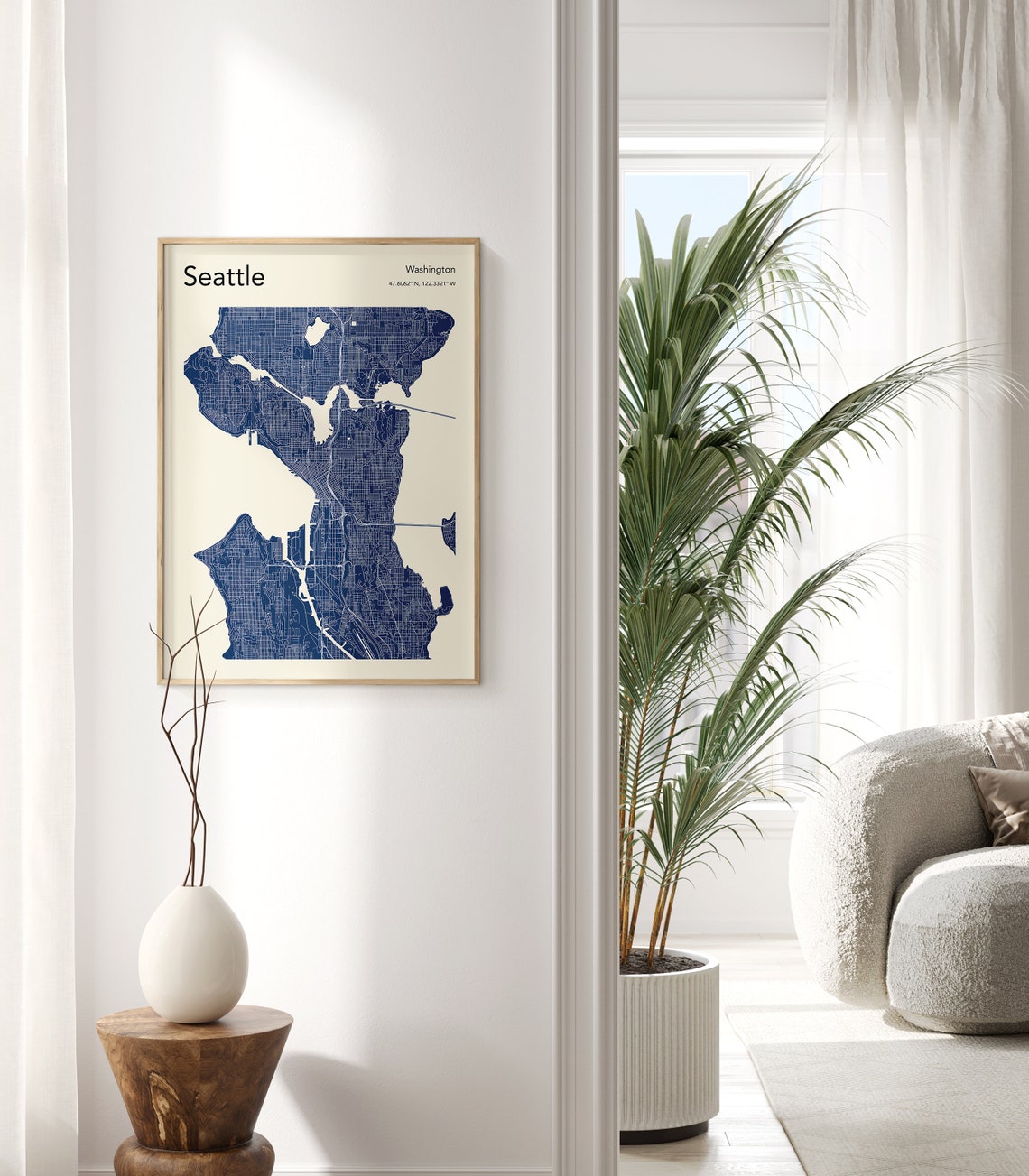 Seattle Washington Rust Red Minimalist City Map Decor Poster - Image 2