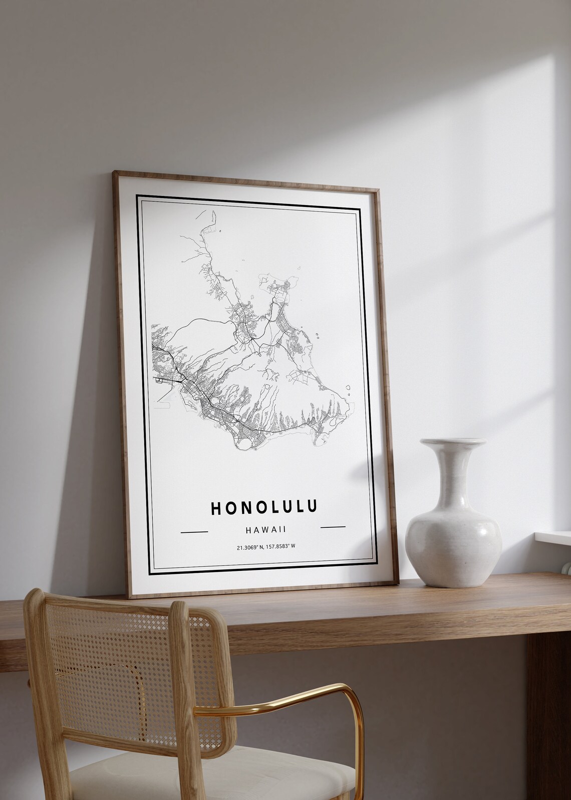 Honolulu Hawaii Map Print Honolulu Map Poster Honolulu Map Wall Art Custom Map Print Honolulu Street Map Hawaii Map Print - Image 2