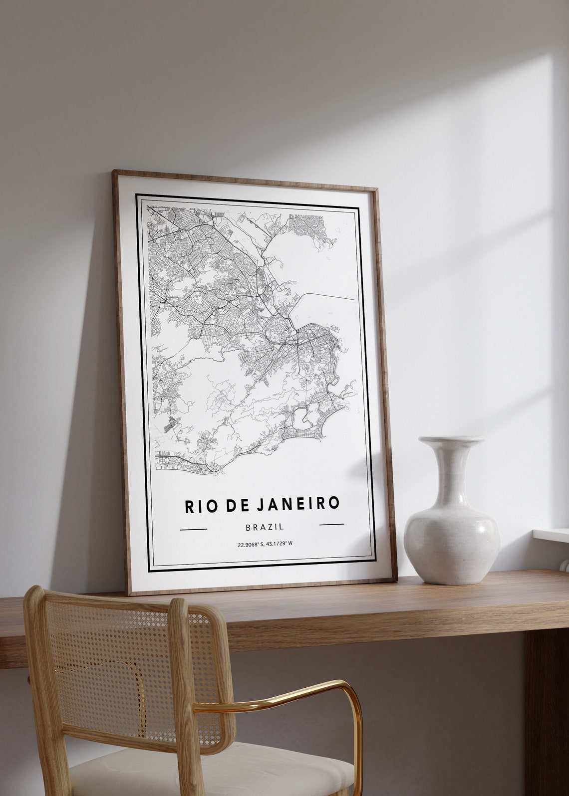 Minimalist Rio de Janeiro Brazil Black and White City Map Poster - Image 2