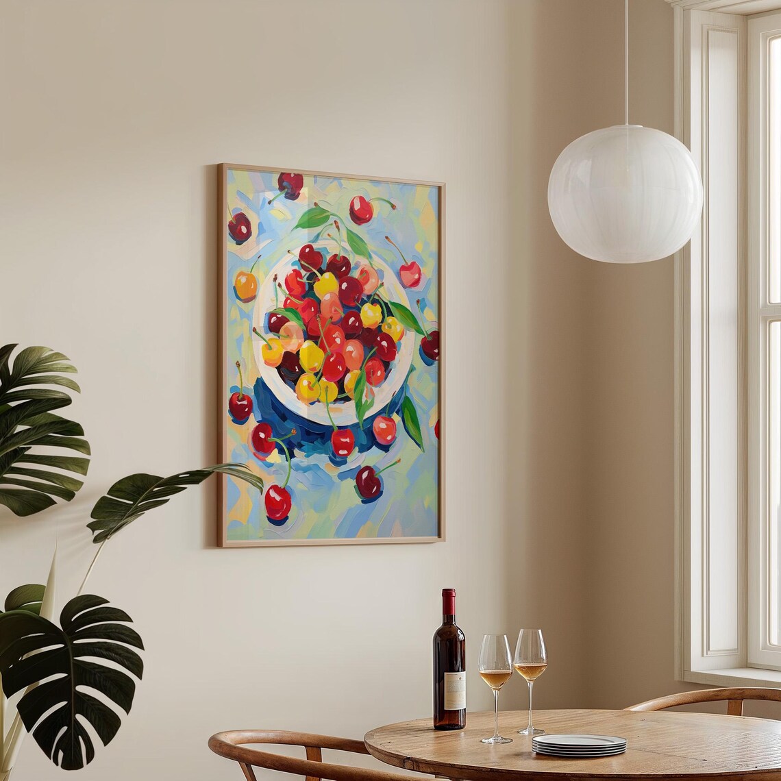Bowl of Colorful Cherries Impressionist Fruit Still Life Poster - Image 4
