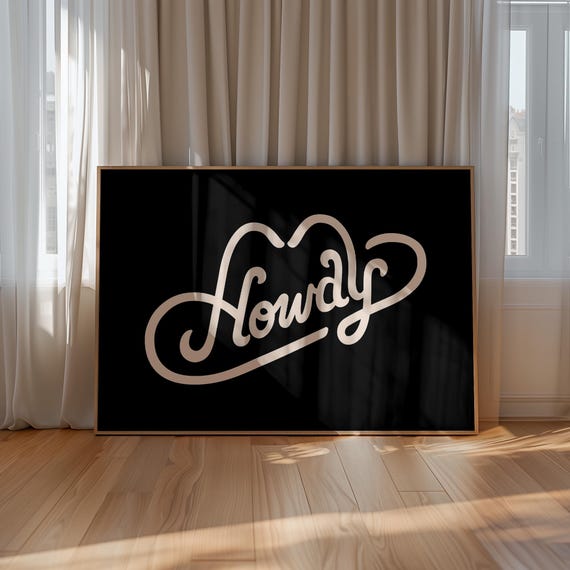 Howdy Horizontal Print Black And Cream Western Poster Trendy Western Print Minimal Western Poster Howdy Quote F103