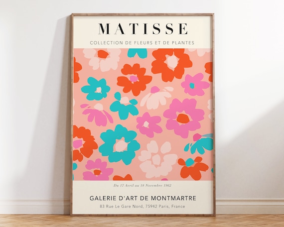 Matisse Flower Collection Coral Turquoise Floral Gallery Poster