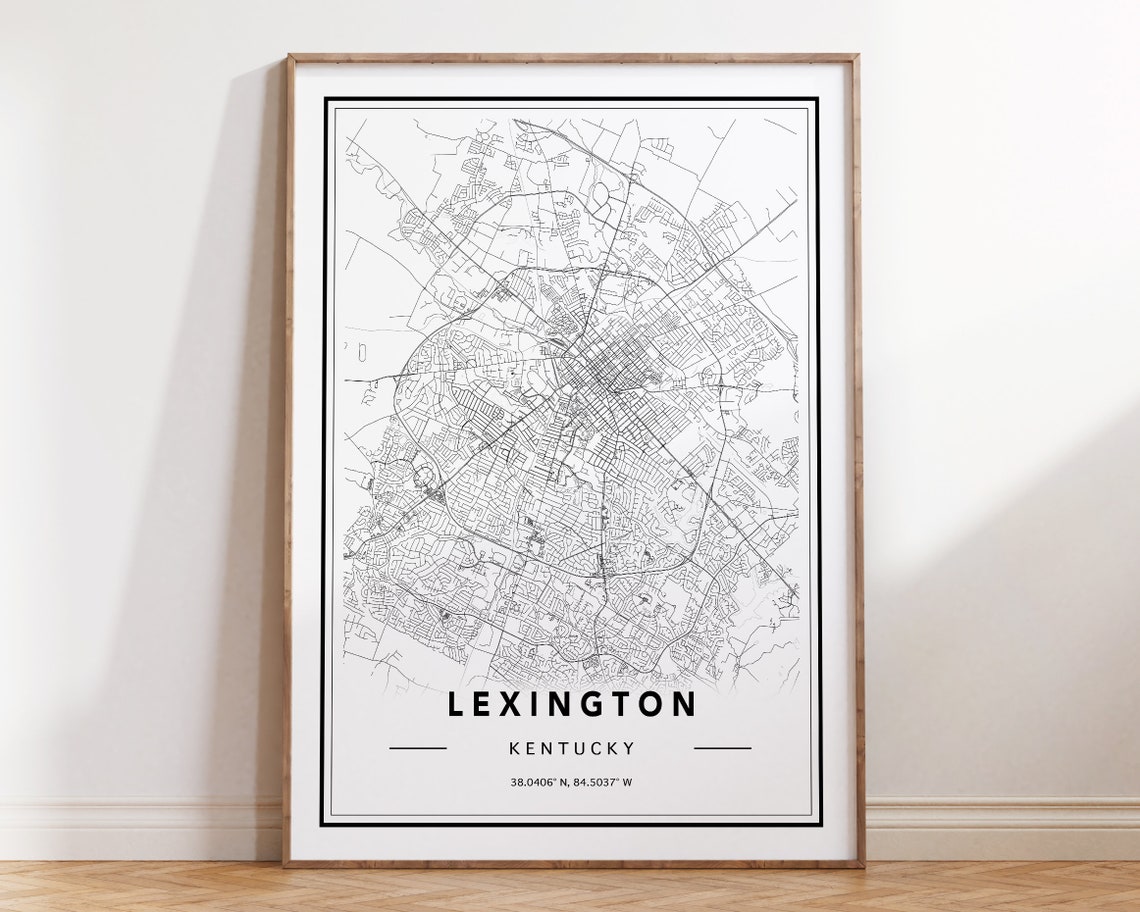 Lexington Kentucky Minimalist Black White City Map Poster Wall Decor