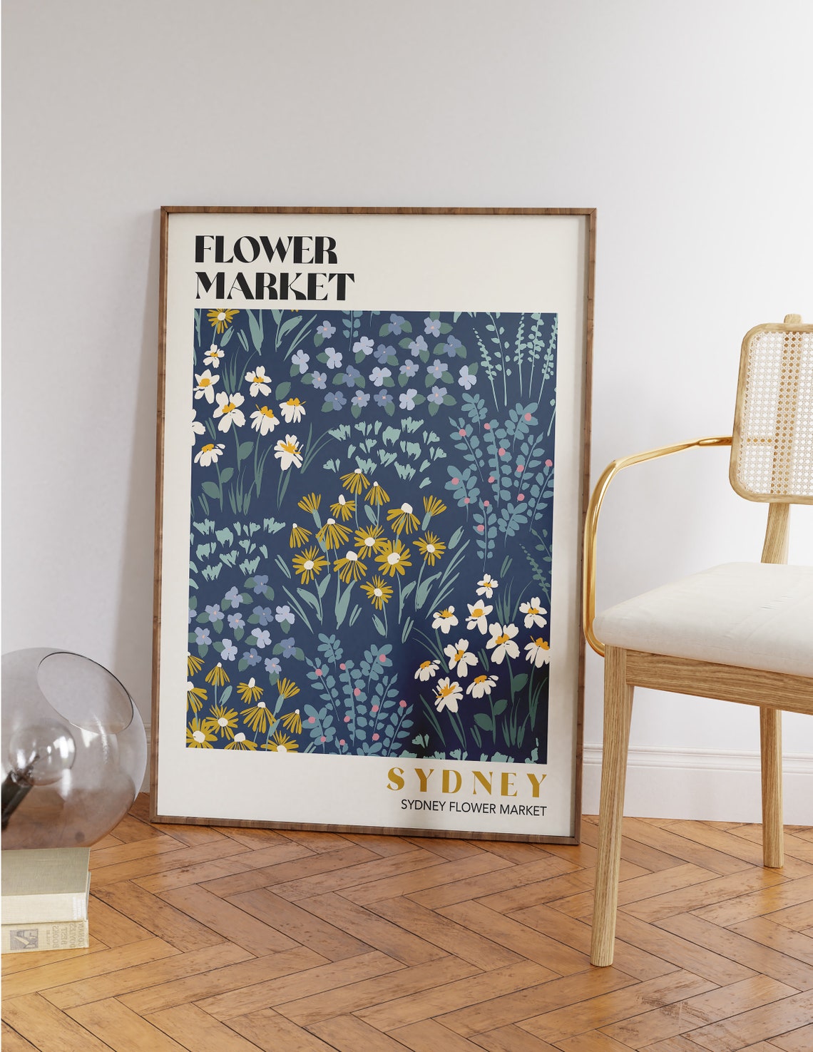 Flower Market Sydney Dark Meadow Wildflowers Botanical Style Poster - Image 2