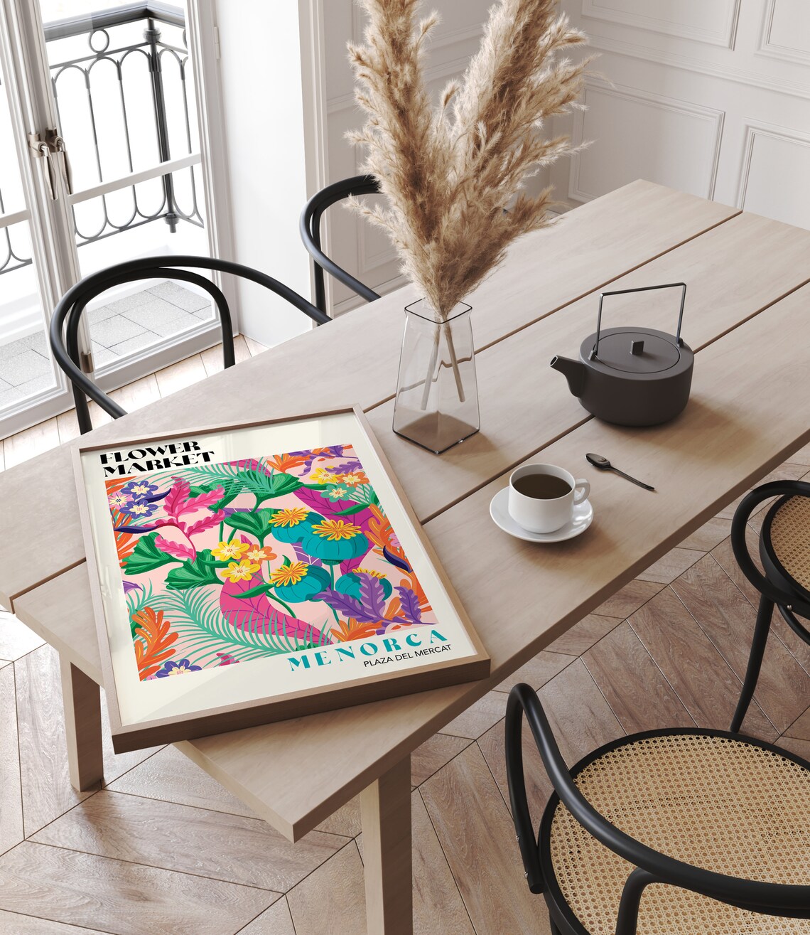 Tropical Menorca Flower Market Poster, Boho Floral Art - Image 3