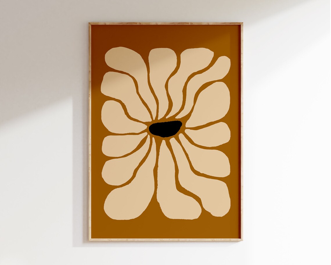 Boho Flower Abstract Botanical Art Print, Matisse Inspired