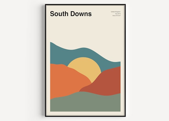 South Downs UK National Park Abstract Sunset Rolling Hills Poster