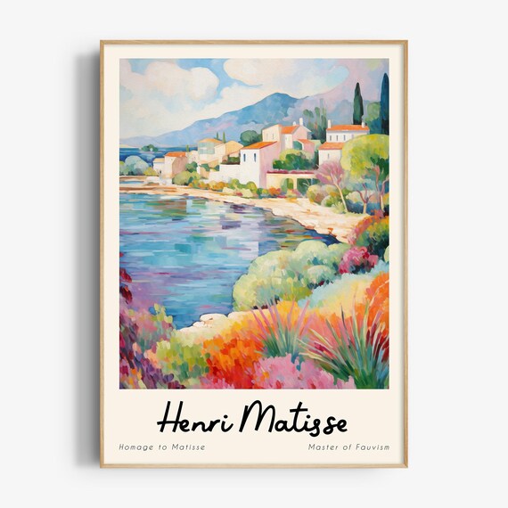 Pastel Matisse Mediterranean Painting Print Pink Matisse Print Pastel Gallery Wall Pastel Coastal Prints Hm015