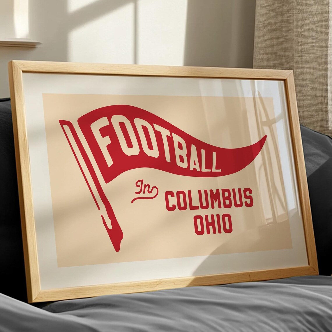 Retro Ohio Football Poster, Columbus Sports Decor
