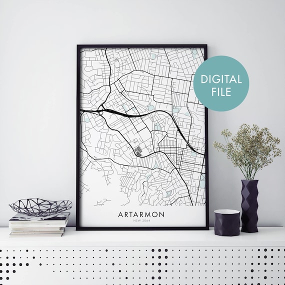 Artarmon Sydney Australia Minimalist City Street Map Decor Poster