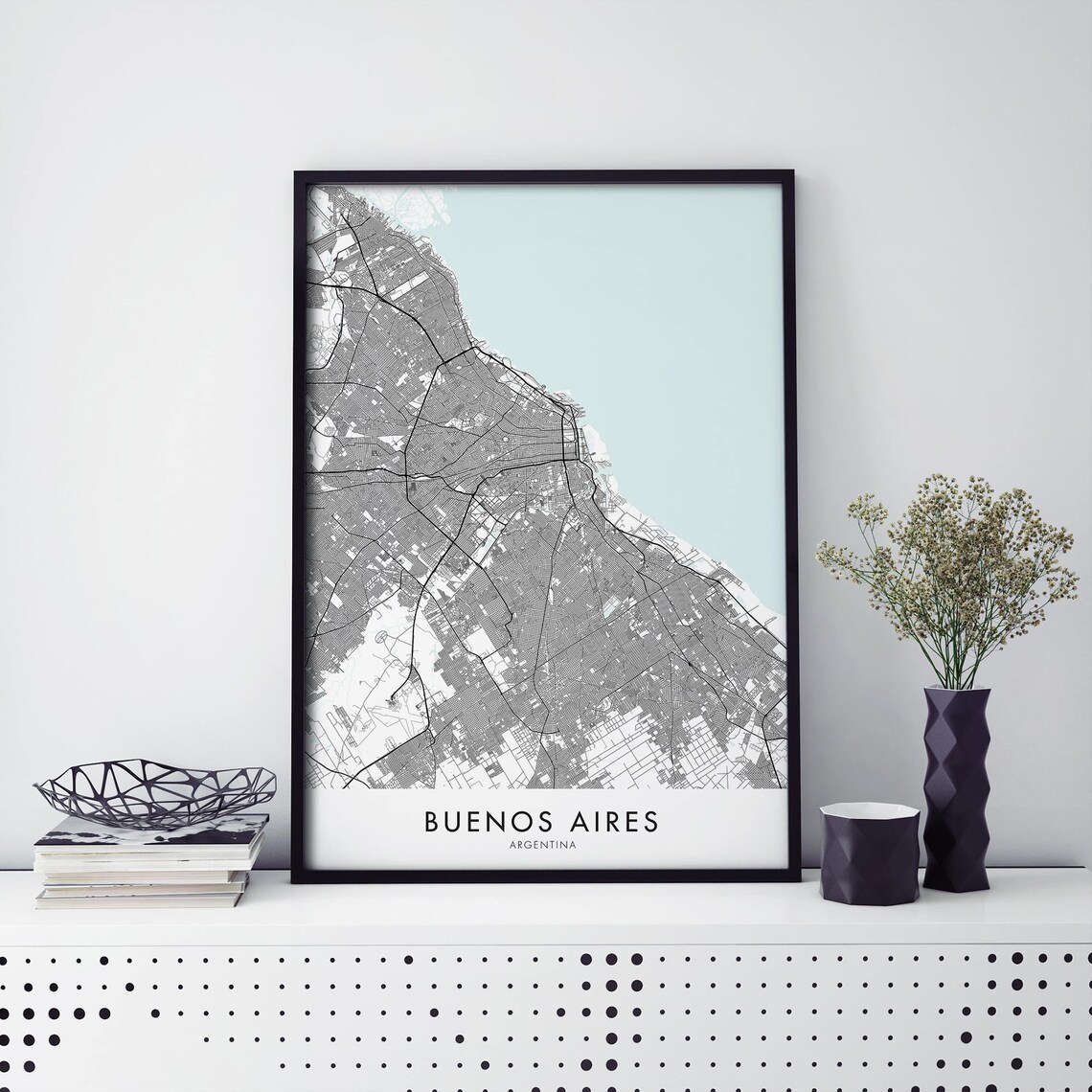 Buenos Aires Argentina Street Map Poster Black White City Art