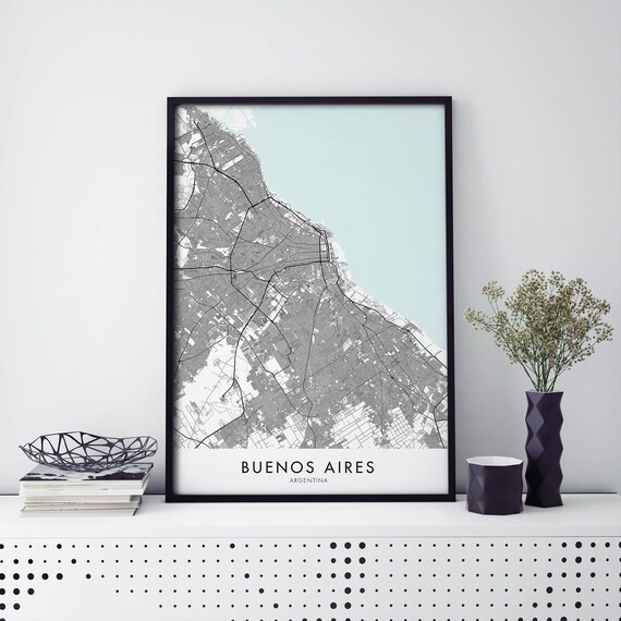 Buenos Aires Argentina Street Map Poster Black White City Art