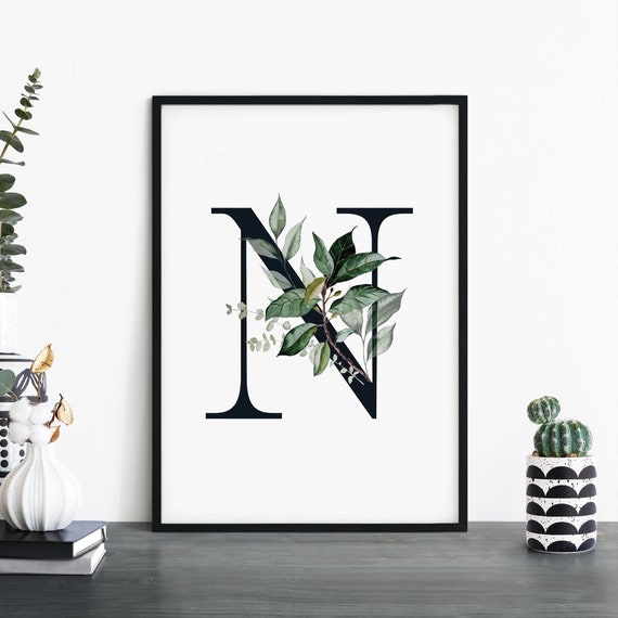 Letter N Alphabet Abstract Print Wall Art 4x6 5x7 A4 A3 A2 A1