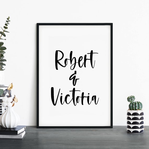 Custom Couples Names Poster Print Wall Art Personalized Text Your Here