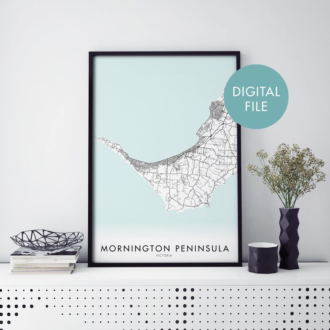 Mornington Peninsula Victoria Map Minimal City Street Map Art Poster