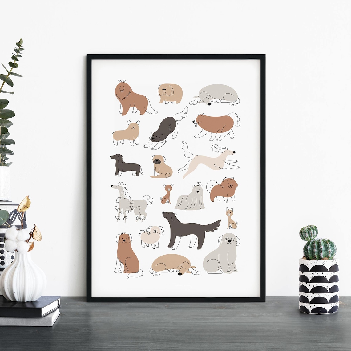 Cute Illustrated Dogs Collection Minimalist Canine Lineup Poster