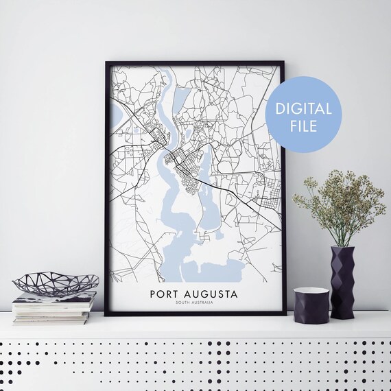 Port Augusta South Australia Modern Black And White Map Art Print