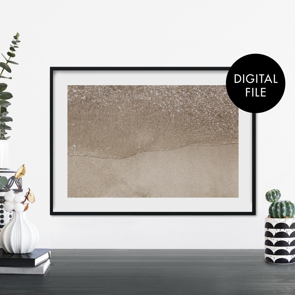 Wet Sand Shoreline Abstract Minimalist Beach Photography Print