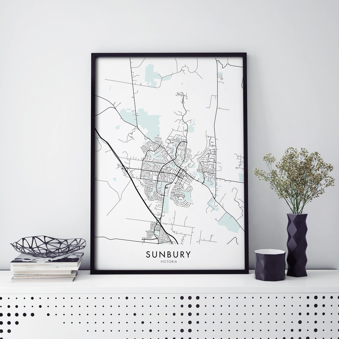 Sunbury Victoria Australia Minimalist City Map Street Art Poster