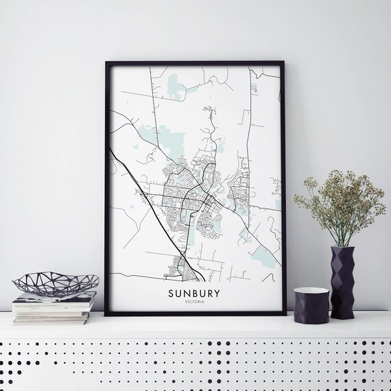 Sunbury Victoria Australia Minimalist City Map Street Art Poster
