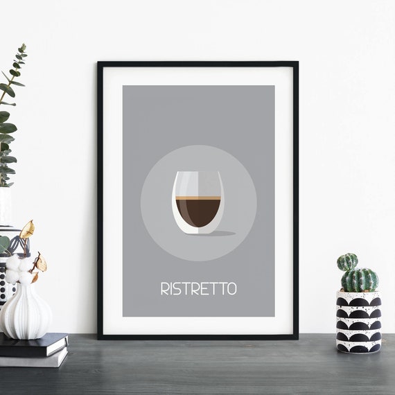 Ristretto Coffee Illustrative Print Wall Art 4x6 5x7 A4 A3 A2 A1