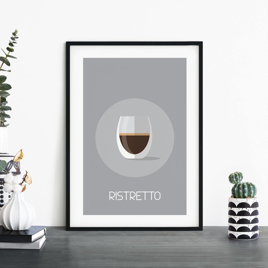 Ristretto Coffee Glass Minimal Illustration Kitchen Decor Poster