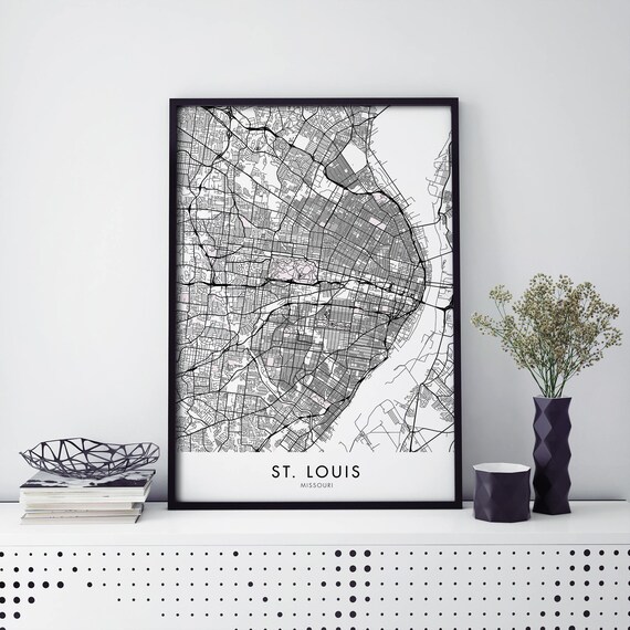 St Louis Missouri Bold Monochrome City Street Grid Map Art Poster