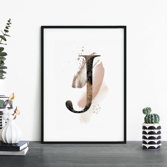 Letter J Alphabet Abstract Print Wall Art 4x6 5x7 A4 A3 A2 A1