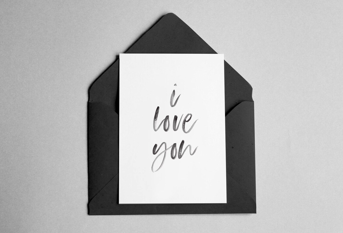 I Love You Card Minimalist Script Font Art Print