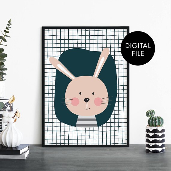 Bunny Poster Print Wall Art Childrens Kids Boys Girls Nursery Bedroom At Home File