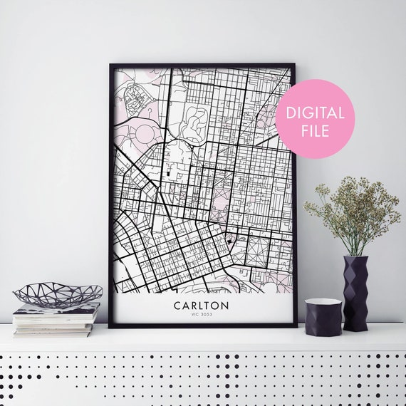 Carlton Melbourne City Map Art Print