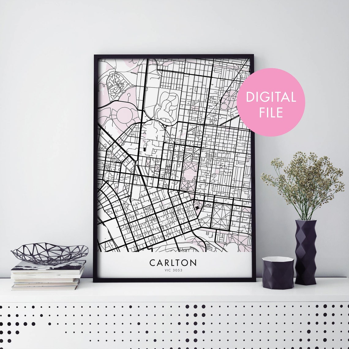 Carlton Melbourne City Map Art Print