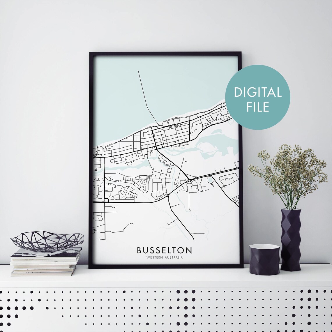 Busselton Western Australia Coastal Town Street Map Travel Poster