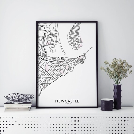 Newcastle Australia Minimalist Coastal City Street Map Modern Poster