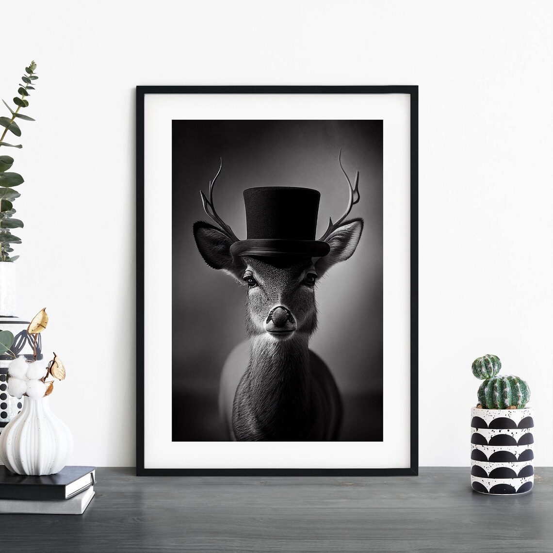Deer In A Top Hat Print Wall Art A4 A3 A2 A1