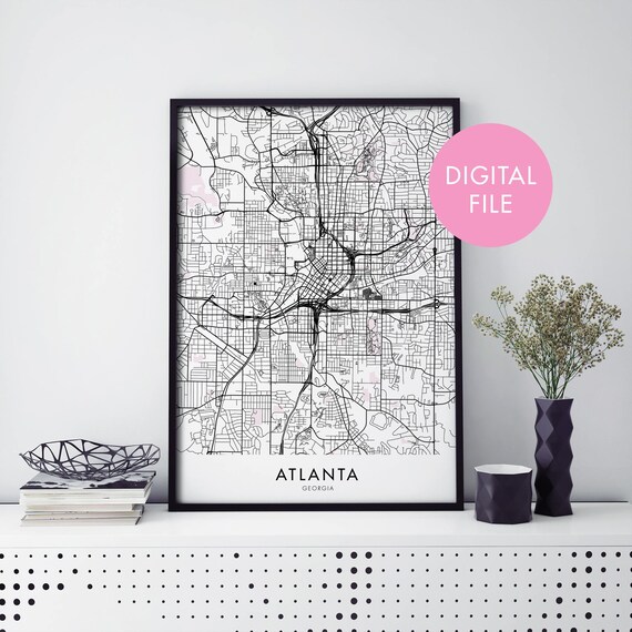 Atlanta Georgia Bold Black and White City Street Map Art Poster