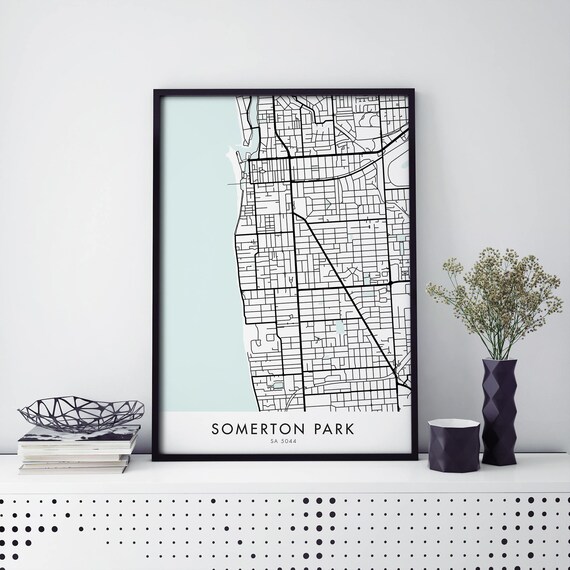 Elegant Somerton Park Adelaide Australia Coastal Map Poster Art