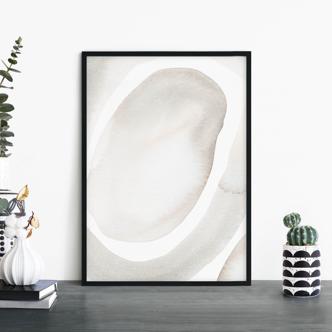 Abstract Watercolour Beige Pebble Stone Modern Minimalist Poster